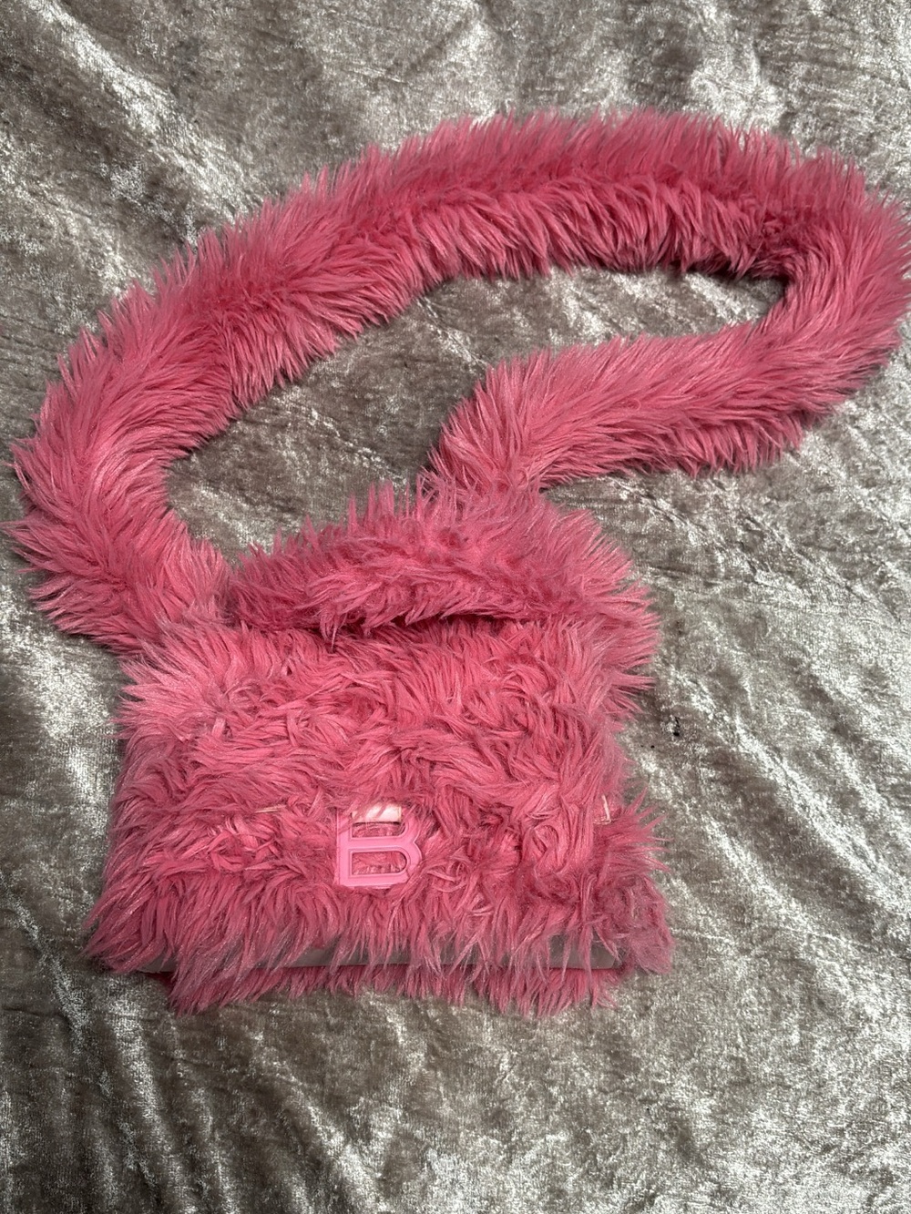 Balenciaga Pink Faux Fur Crossbody/top handle  Bag